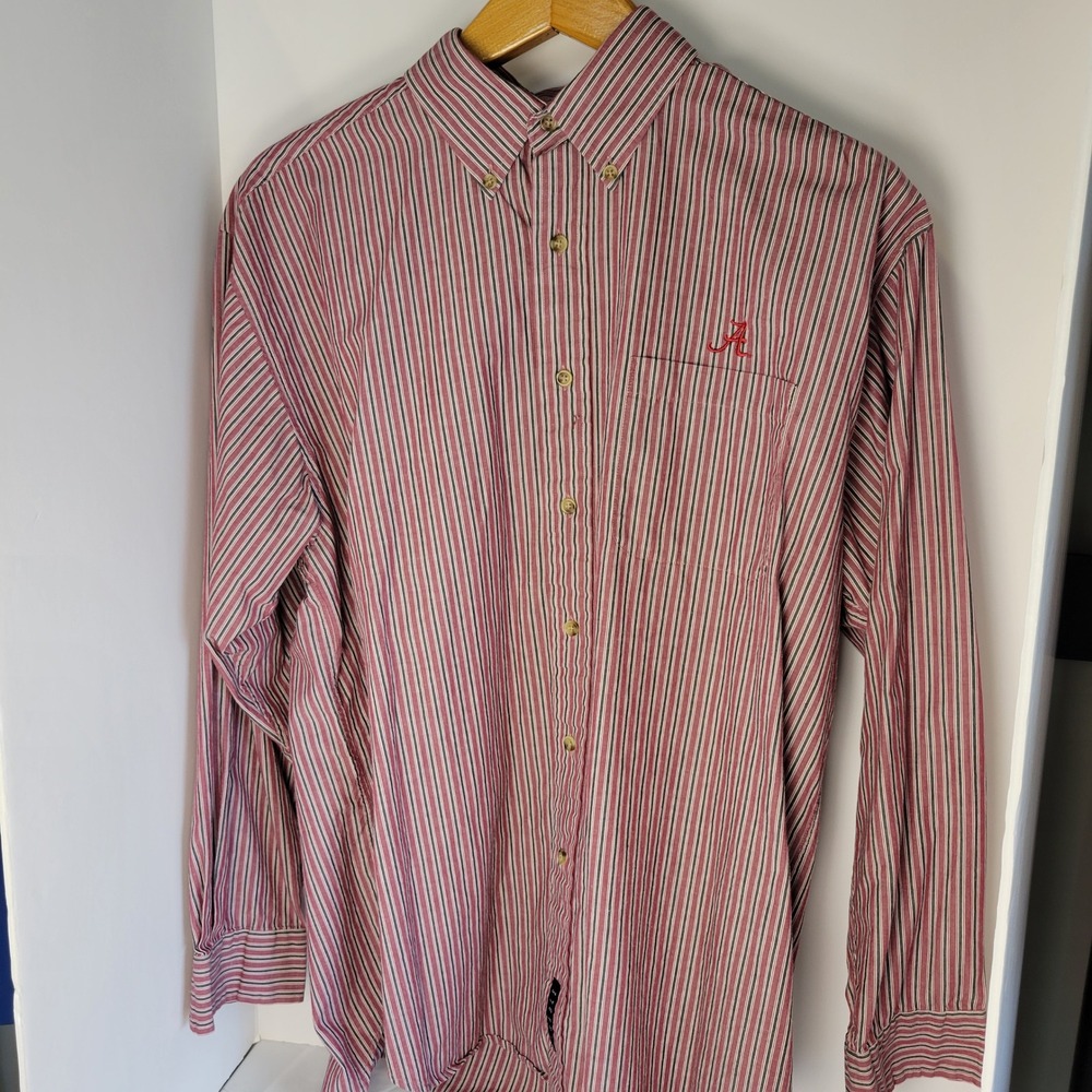 Crable Sportswear Alabama Crimson Tide Striped Button Down Shirt Mens Large L